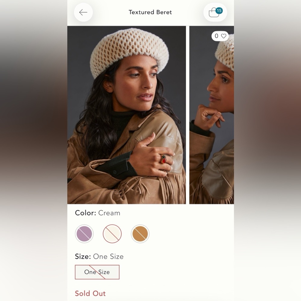 Anthropologie Textured Beret in Cream